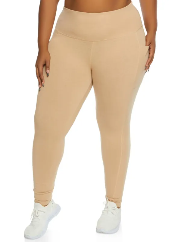 Plus Size High Waist Phone Pocket Leggings sold by Rainbow