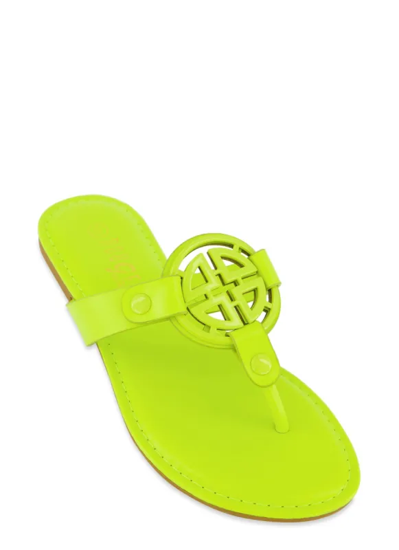 Geo Pendant Thong Slide Sandals sold by Rainbow