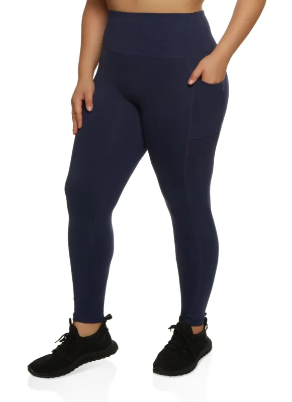 Plus Size High Waist Phone Pocket Leggings sold by Rainbow