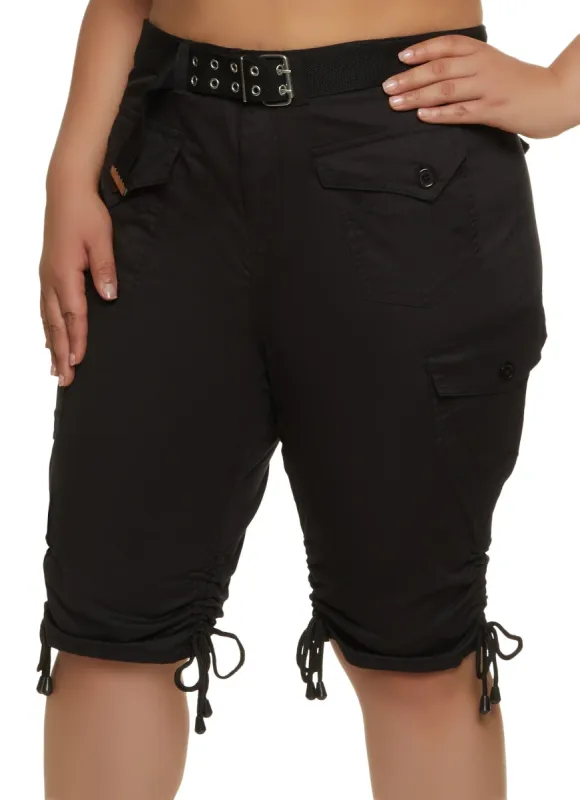 Plus Size Belted Bermuda Cargo Shorts sold by Rainbow