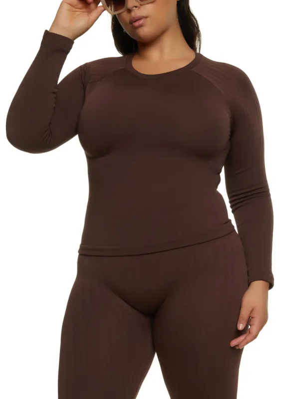 Plus Size Textured Knit Long Sleeve Top sold by Rainbow
