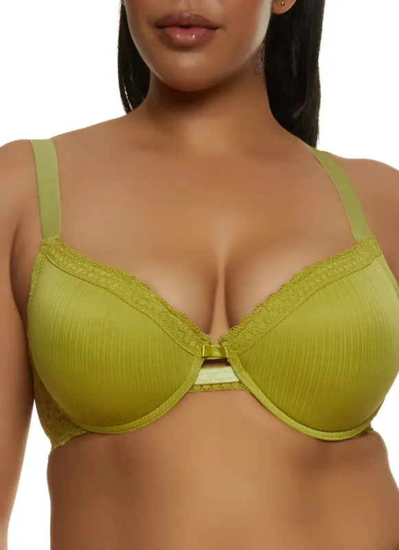 Plus Size Shadow Stripe Lace Plunge Bra sold by Rainbow