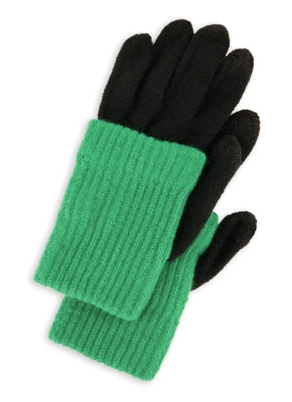 Ribbed Knit Fold Over Gloves sold by Rainbow