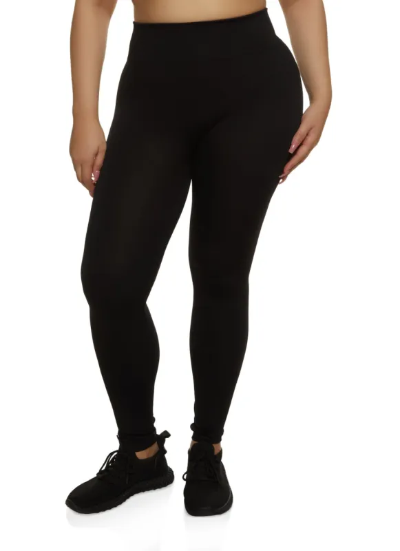 Plus Size Seamless High Waist Knit Leggings sold by Rainbow