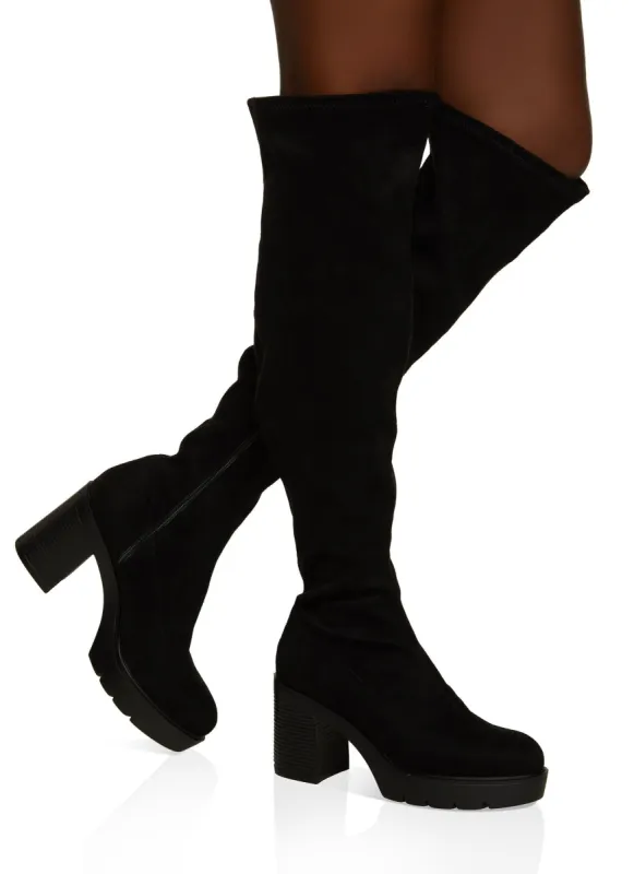 Over the Knee Platform Block Heel Boots sold by Rainbow