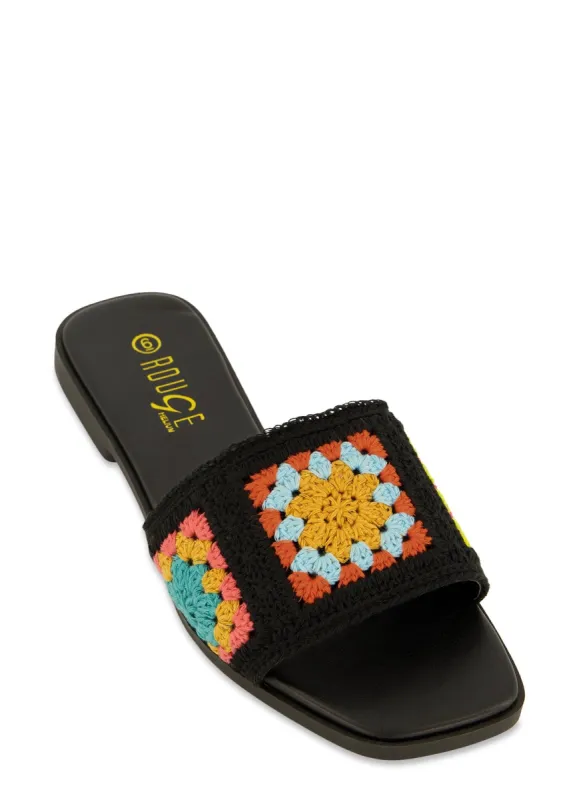 Floral Crochet Flat Sandals sold by Rainbow