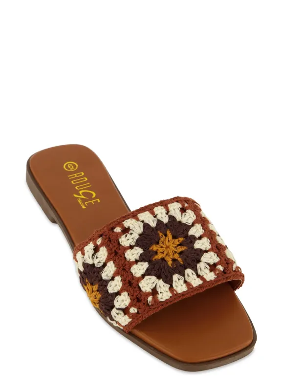 Floral Crochet Flat Sandals sold by Rainbow