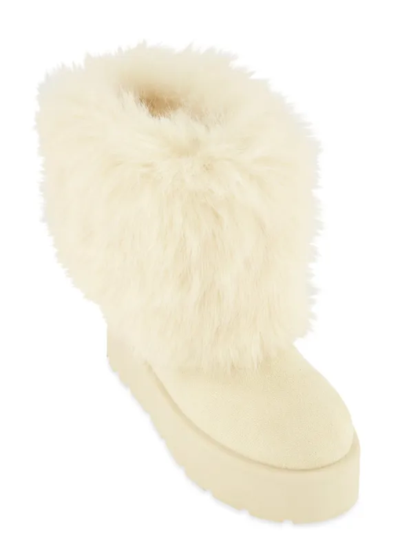 Faux Fur Platform Booties sold by Rainbow