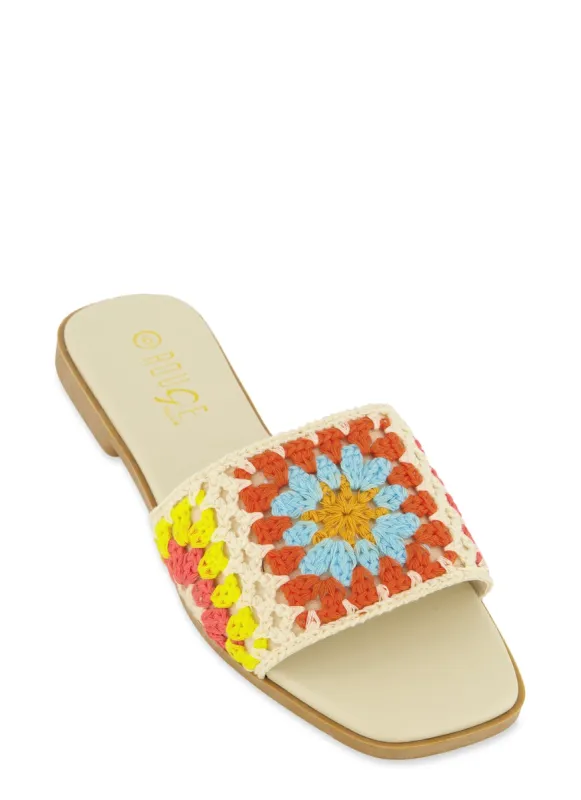 Floral Crochet Flat Sandals sold by Rainbow