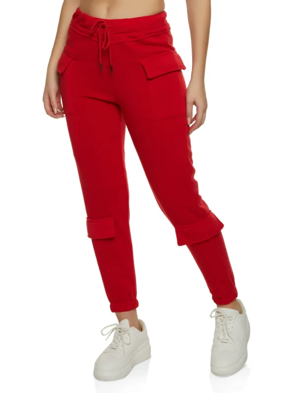 Fleece Drawstring Flap Pocket Sweatpants sold by Rainbow