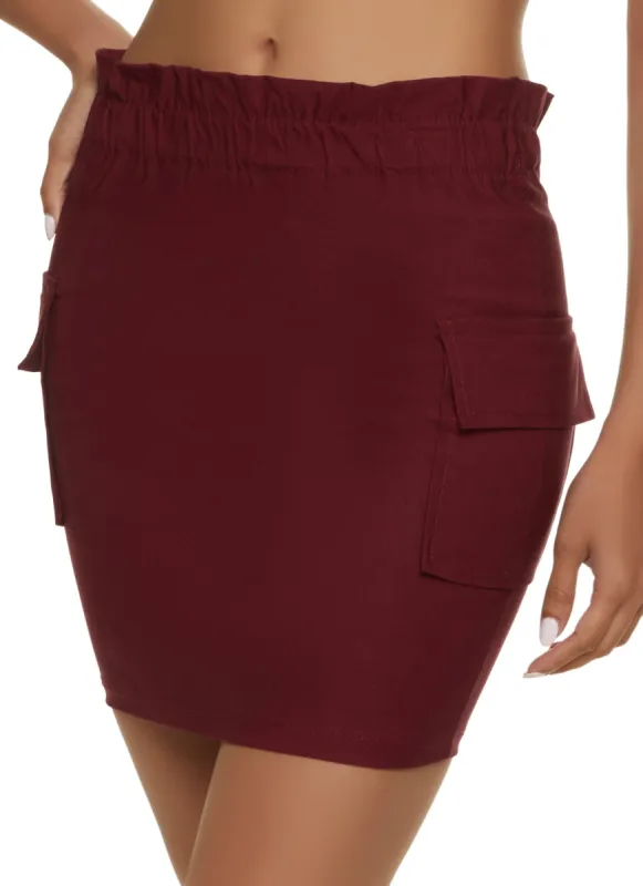 Paper Bag Waist Cargo Pocket Mini Skirt sold by Rainbow