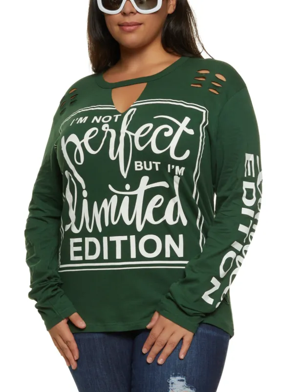 Plus Size Cut Out Limited Edition Graphic Tee sold by Rainbow