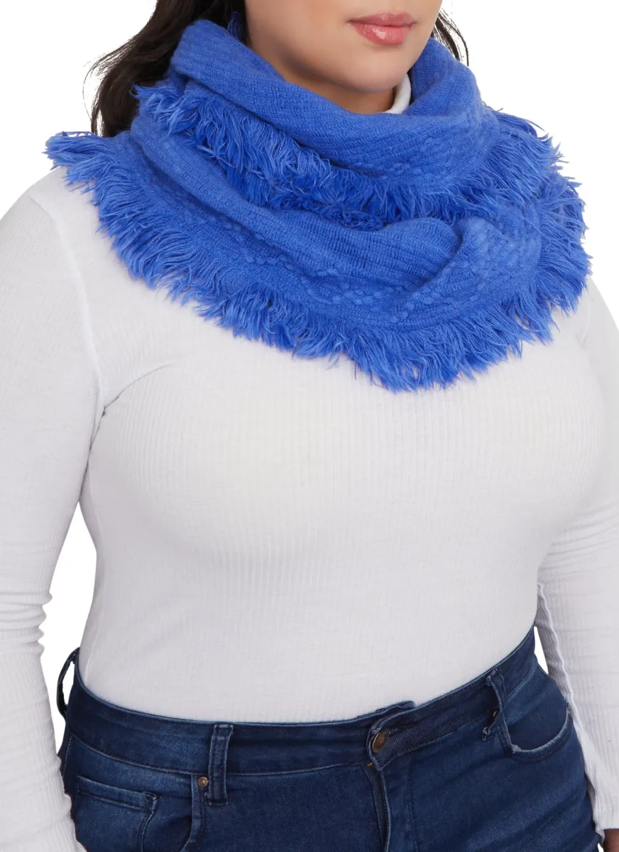 Textured Knit Frayed Infinity Scarf sold by Rainbow