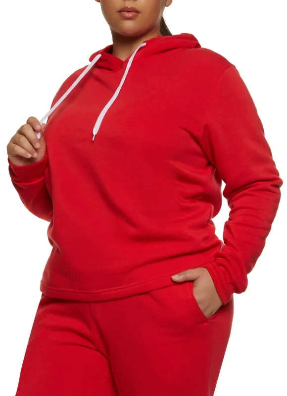 Plus Size Solid Pullover Hoodie sold by Rainbow