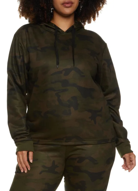 Plus Size Solid Pullover Hoodie sold by Rainbow