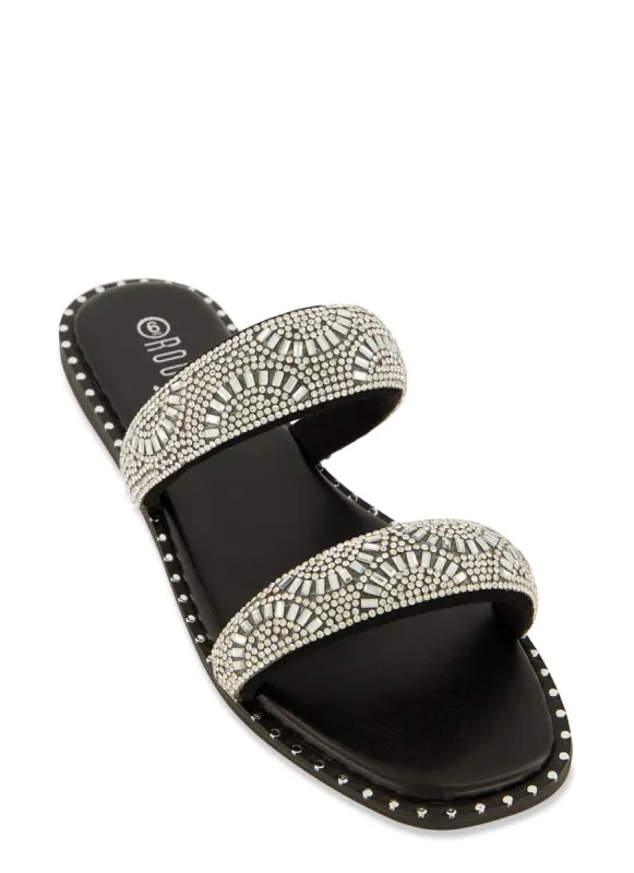 Embellished Double Strap Flat Sandals sold by Rainbow