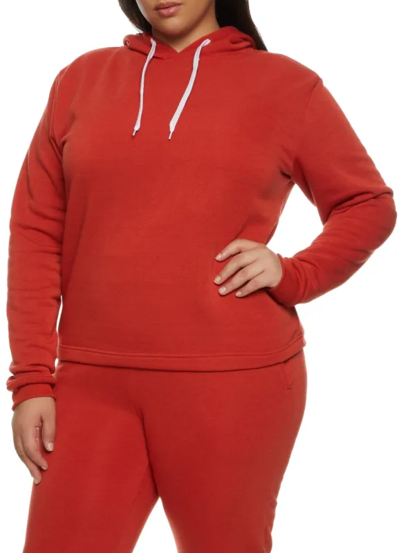 Plus Size Solid Pullover Hoodie sold by Rainbow