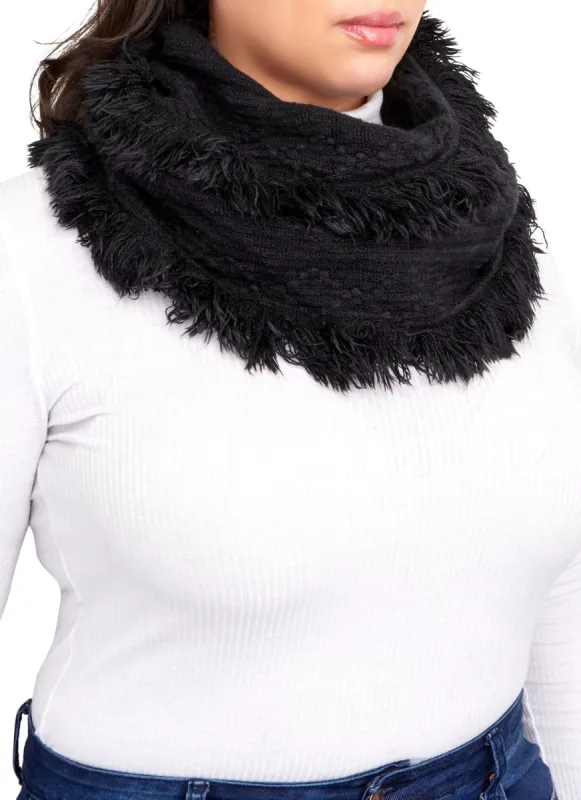 Textured Knit Frayed Infinity Scarf sold by Rainbow