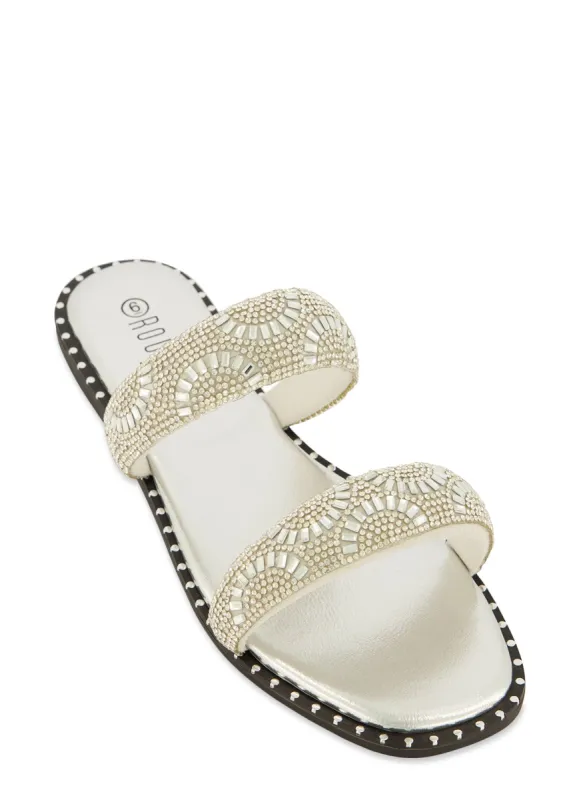 Embellished Double Strap Flat Sandals sold by Rainbow