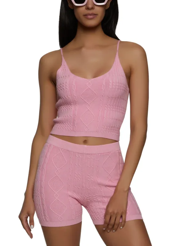 Cable Knit Cropped Cami sold by Rainbow