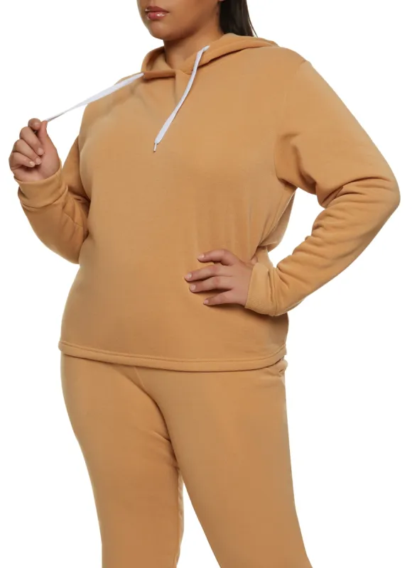 Plus Size Solid Pullover Hoodie sold by Rainbow