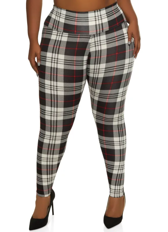 Plus Size Plaid Leggings sold by Rainbow