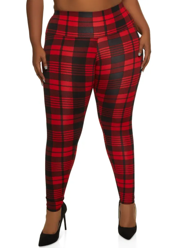 Plus Size Plaid Leggings sold by Rainbow