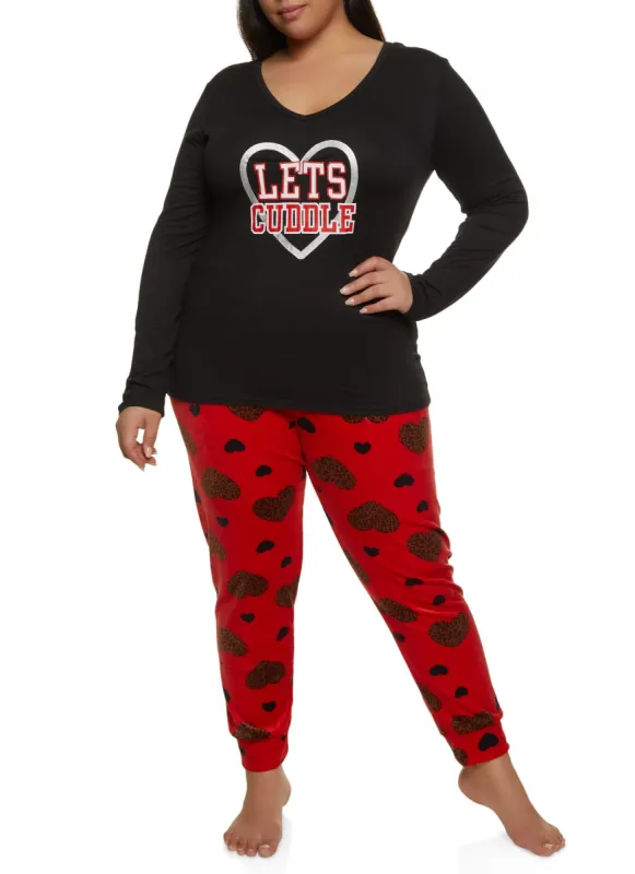 Plus Size Lets Cuddle Pajama Top and Velour Pants sold by Rainbow