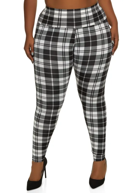Plus Size Plaid Leggings sold by Rainbow