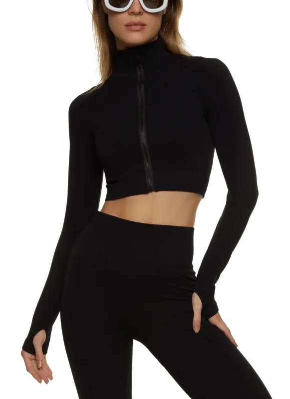 Zip Front Cropped Track Jacket sold by Rainbow