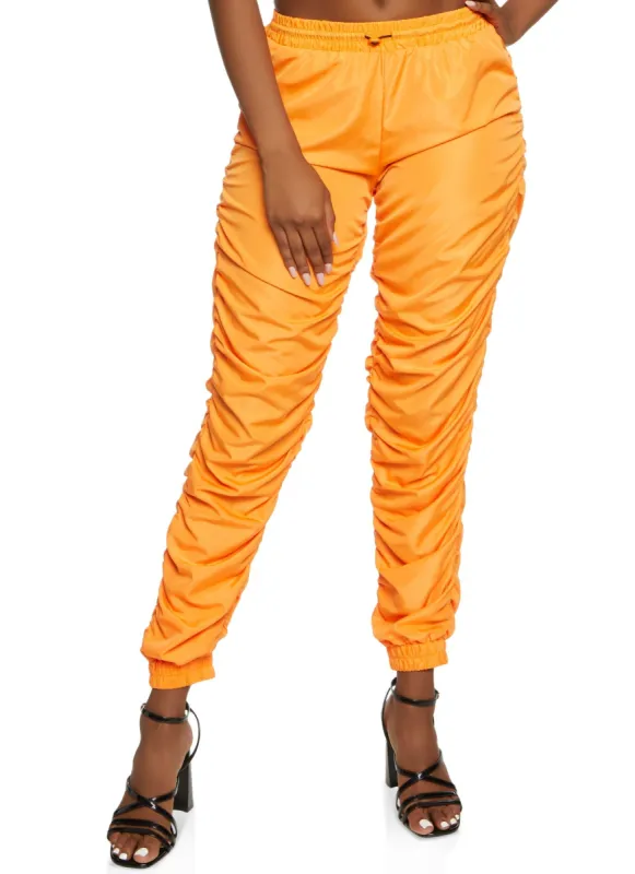 Nylon Toggle Drawstring Stacked Joggers sold by Rainbow