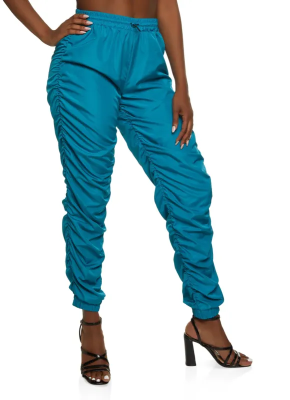 Nylon Ruched High Waist Joggers sold by Rainbow
