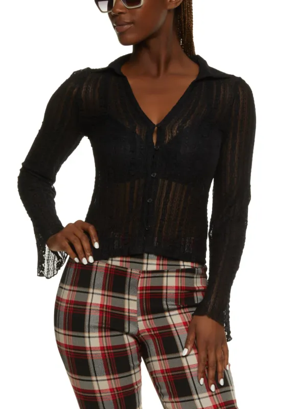 Floral Lace Button Front Shirt sold by Rainbow