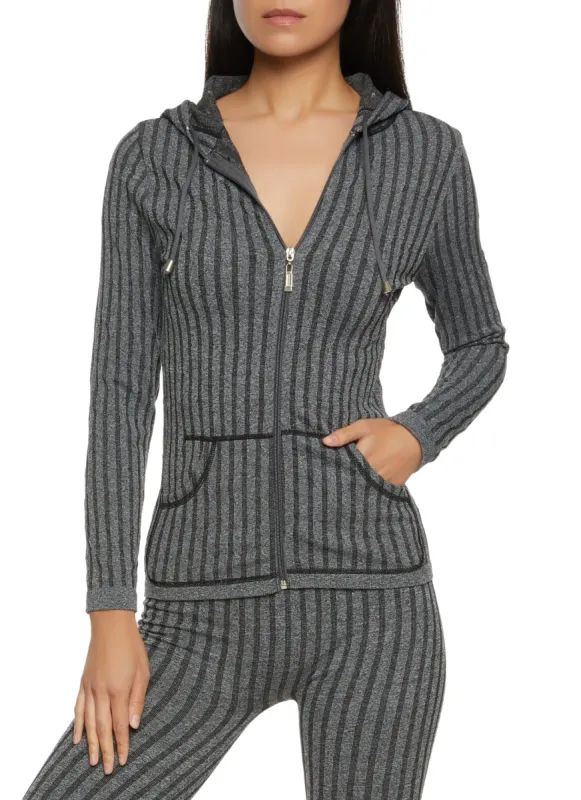 Seamless Ribbed Zip Front Hoodie sold by Rainbow