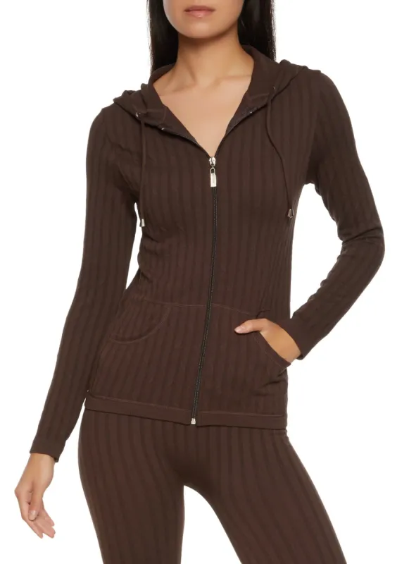Seamless Ribbed Zip Front Hoodie sold by Rainbow