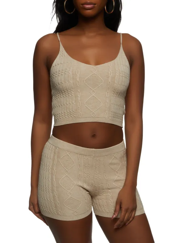 Cable Knit Cropped Cami sold by Rainbow