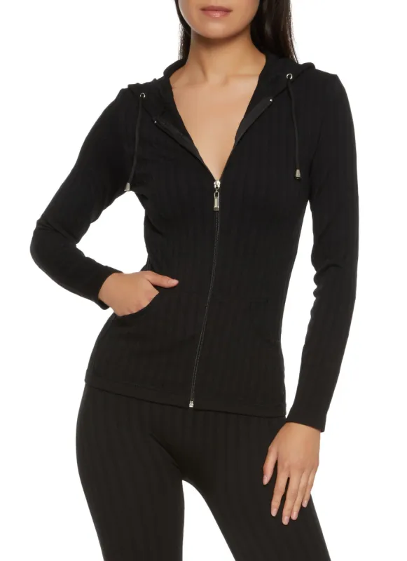 Seamless Ribbed Zip Front Hoodie sold by Rainbow