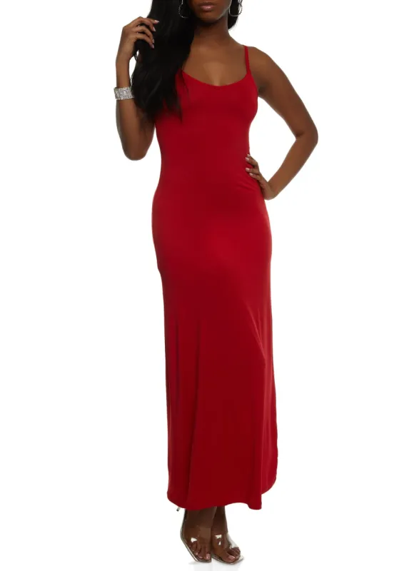 Solid V Neck Sleeveless Maxi Dress sold by Rainbow