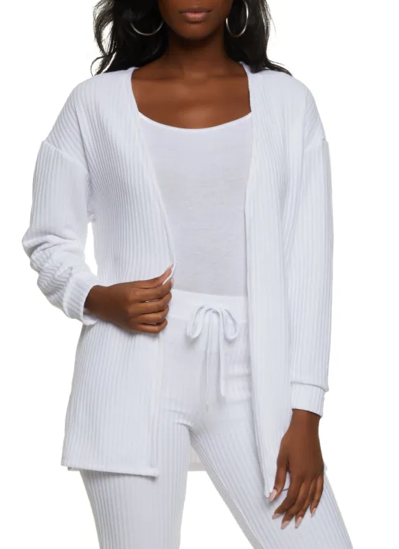 Solid Ribbed Knit Cardigan sold by Rainbow