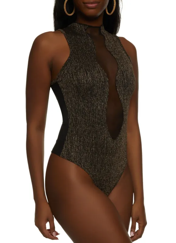 Lurex Mesh Insert Bodysuit sold by Rainbow