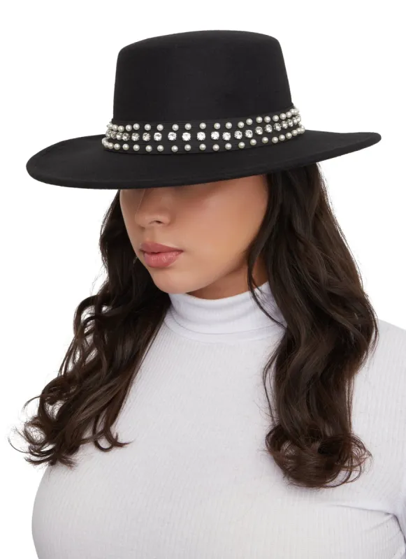 Faux Pearl Ribbon Trim Bolero Hat sold by Rainbow