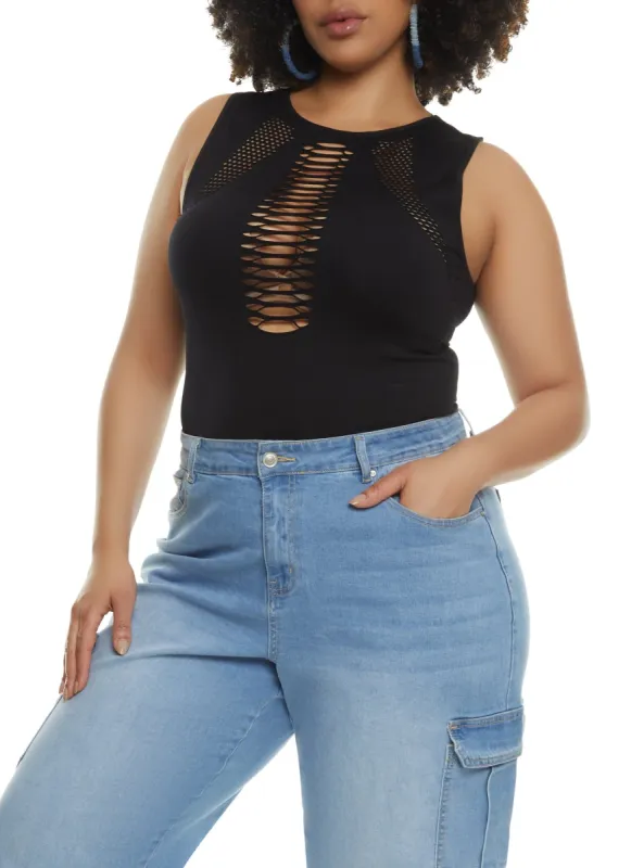 Plus Size Seamless Cut Out Tank Top sold by Rainbow