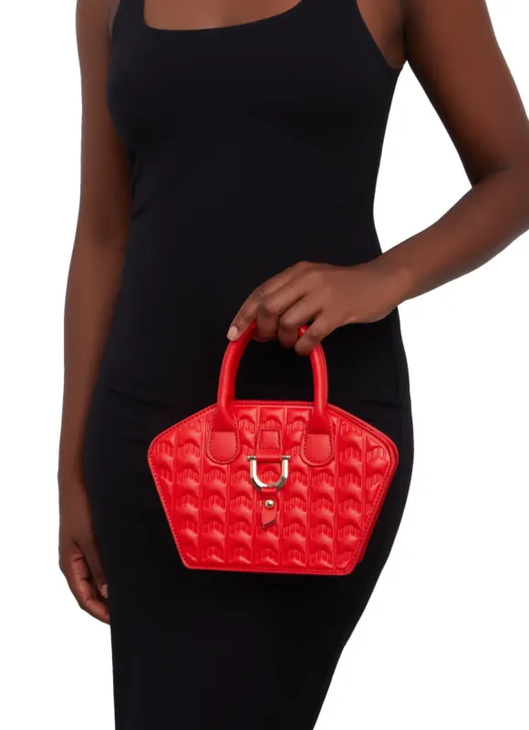 Faux Leather Quilted Top Handle Handbag sold by Rainbow