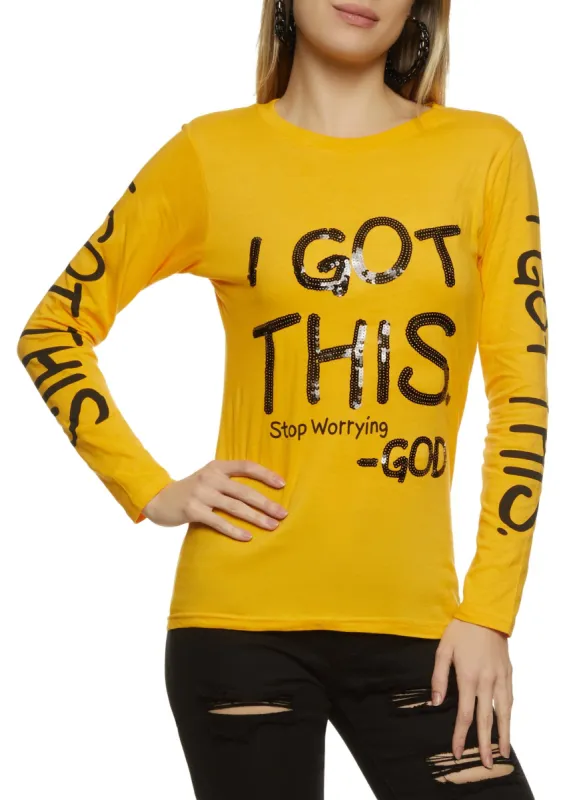 Sequin I Got This Long Sleeve Graphic Tee sold by Rainbow