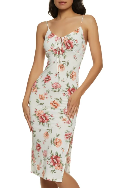 Floral Tie Neck Bodycon Dress sold by Rainbow