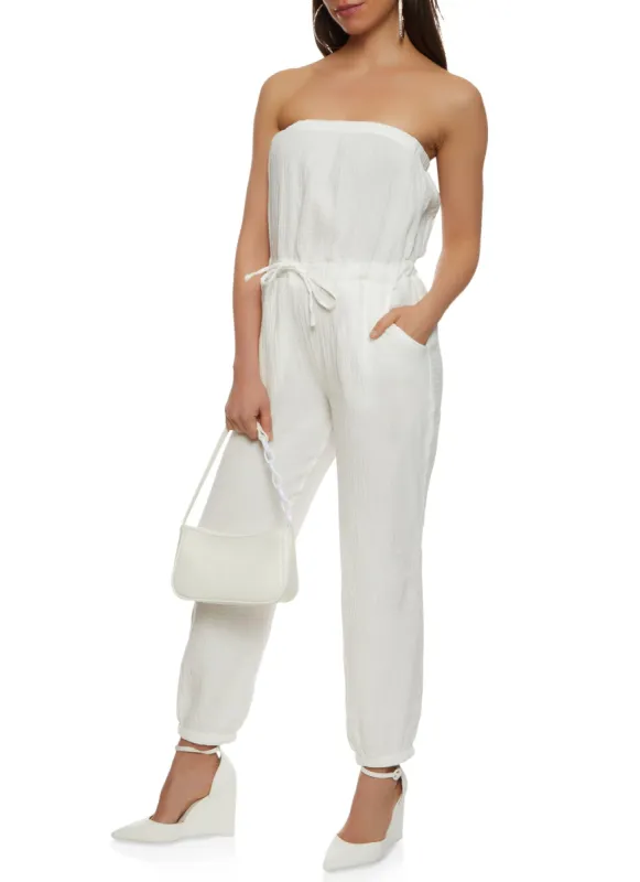 Strapless Drawstring Jumpsuit sold by Rainbow