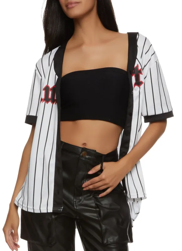 Hustle Graphic Button Front Baseball Jersey sold by Rainbow