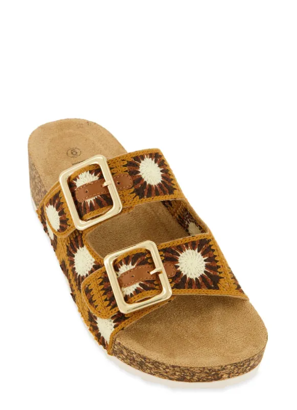 Boho Crochet Platform Footbed Sandals sold by Rainbow