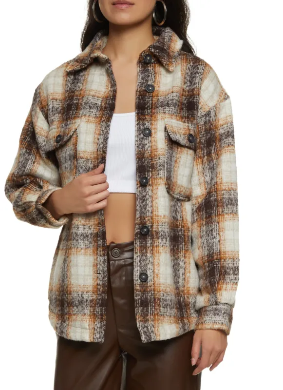Plaid Button Pocket Shacket sold by Rainbow