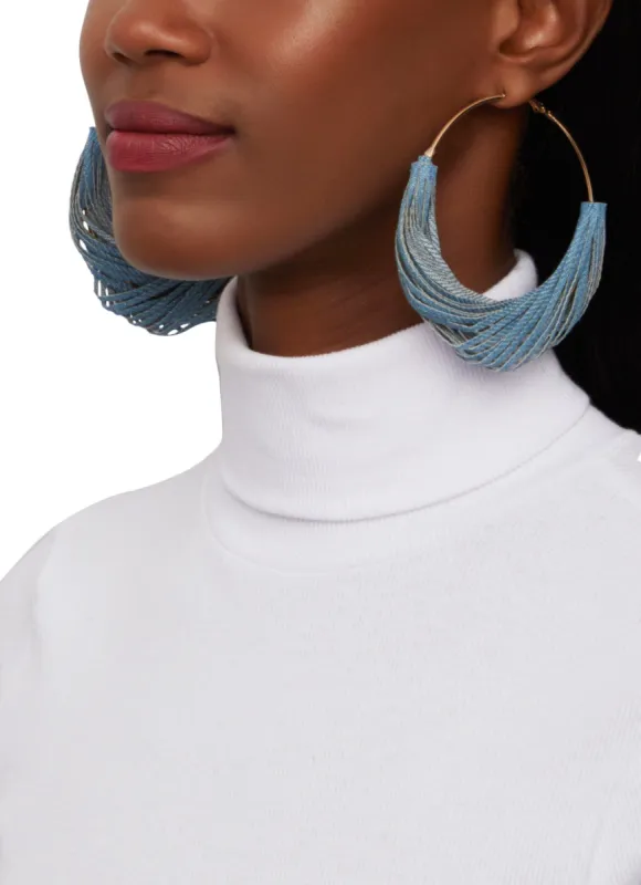 Denim Detail Hoop Earrings made by Rainbow